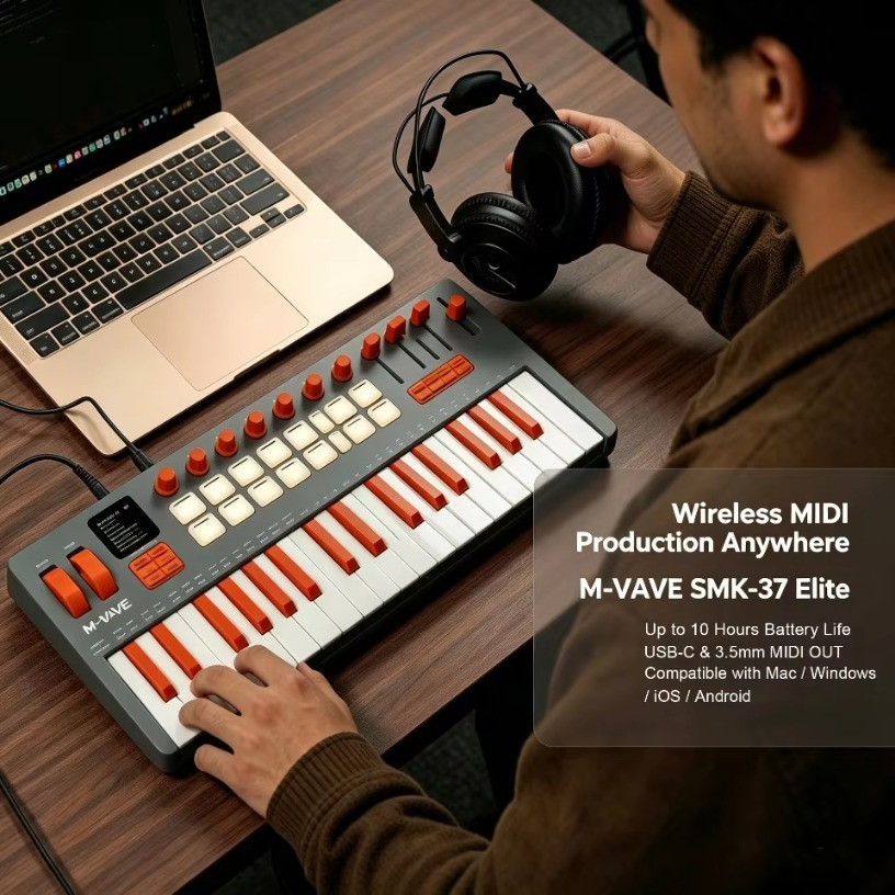 M-VAVE SMK-37 엘리트 무선 MIDI 키보드  - Midi Controller Pad 리뷰 및 가격